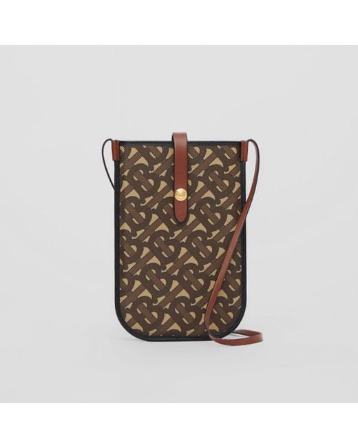 Burberry Brown Monogram E-canvas Anne Phone Case With Strap
