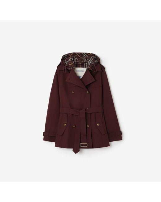 Burberry Red Short Tropical Gabardine Foxfield Trench Coat