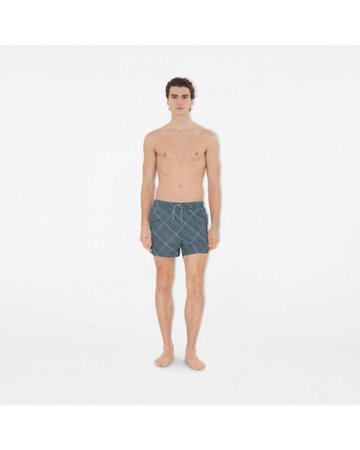 Burberry Check Swim Shorts in Blue für Herren