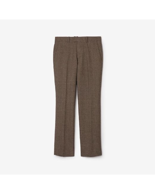 Burberry Brown Check Wool Linen Blend Sloane Tailored Trousers for men