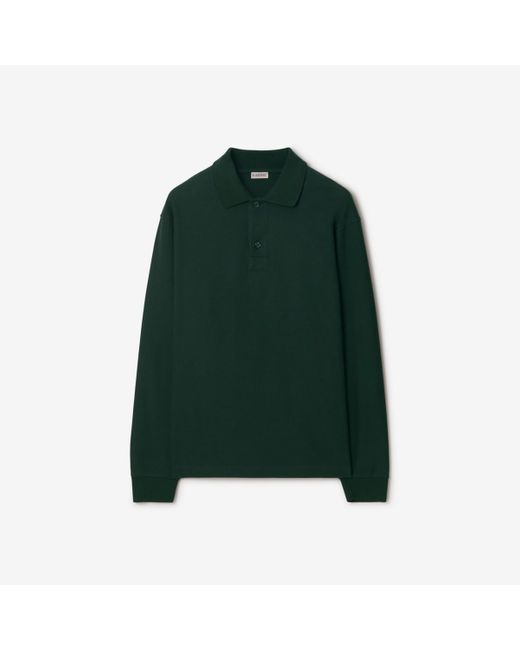 Burberry Green Long-sleeve Cotton Polo Shirt for men