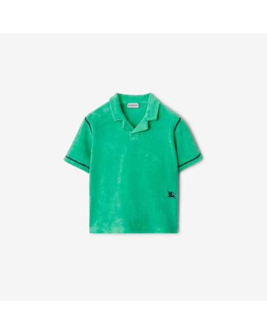 Burberry Green Cotton Blend Towelling Polo Shirt for men