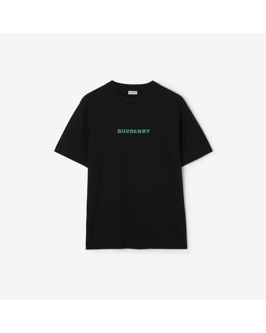 Burberry Black Heritage Logo Cotton T-Shirt for men