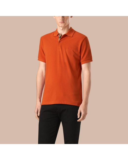 Burberry Gray Check-Detail Cotton Polo Shirt  for men