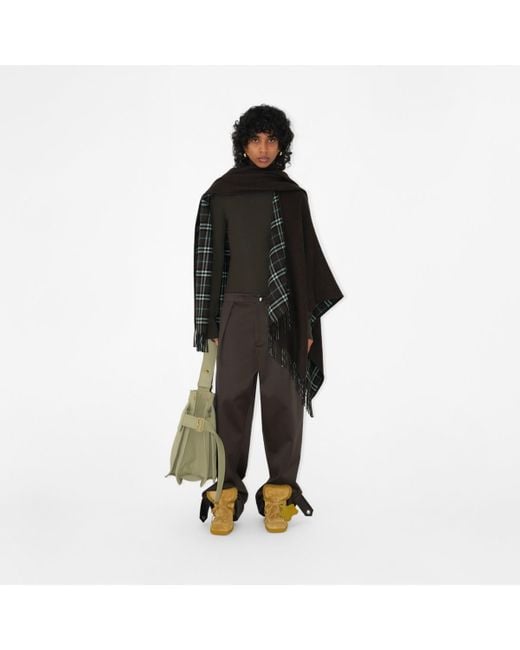 Burberry Black Check Wool Reversible Cape