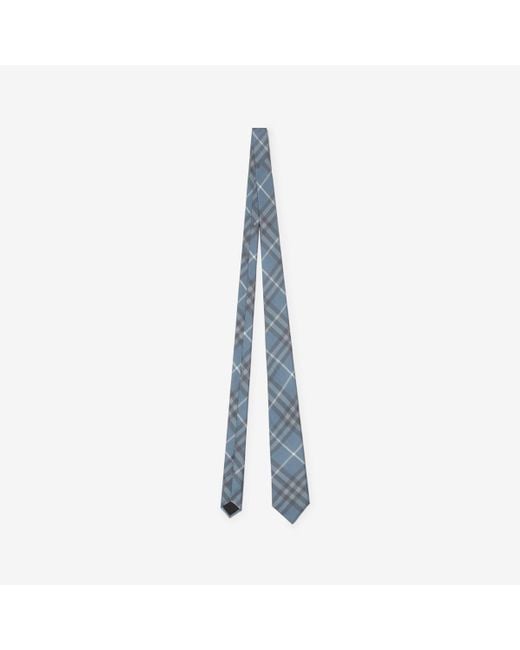 Burberry Blue Check Silk Tie for men