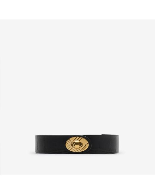 Burberry Black Crocodile-Effect Leather Cotswolds Belt