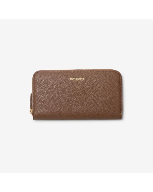 Burberry Brown Large Leather Zip Wallet