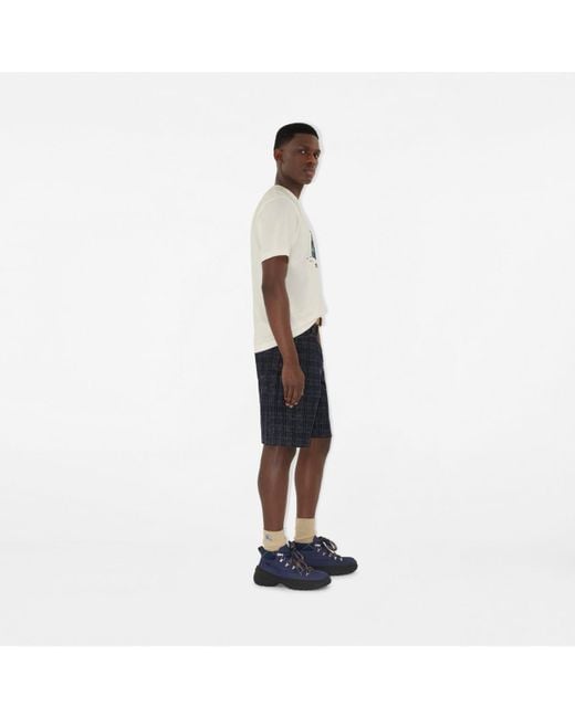 Burberry Blue Check Denim Shorts for men