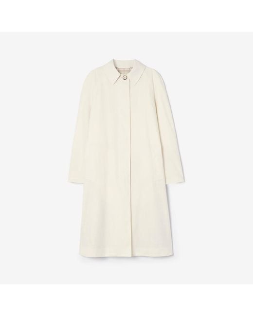 Burberry Natural Long Tropical Gabardine Tickhill Car Coat