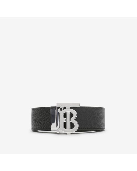 Burberry Black Leather Reversible Wide Tb Belt for men