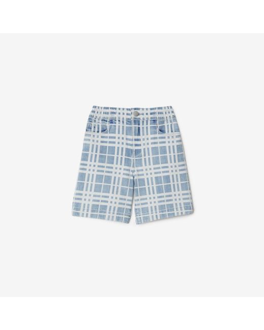 Burberry Blue Check Denim Shorts for men