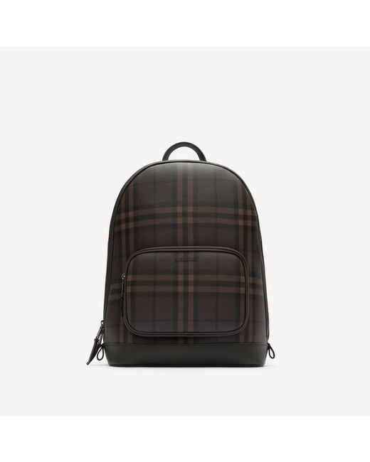 Burberry Black City Check Zip Backpack for men