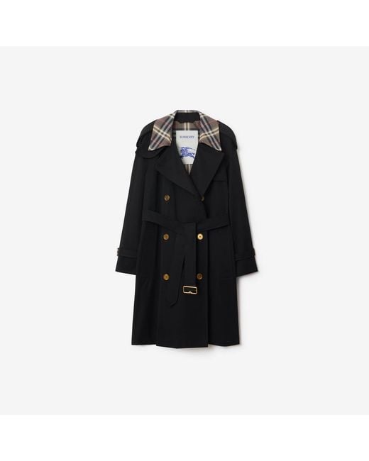 Mid-Length Check Collar Castleford Trench Coat Burberry en coloris Black