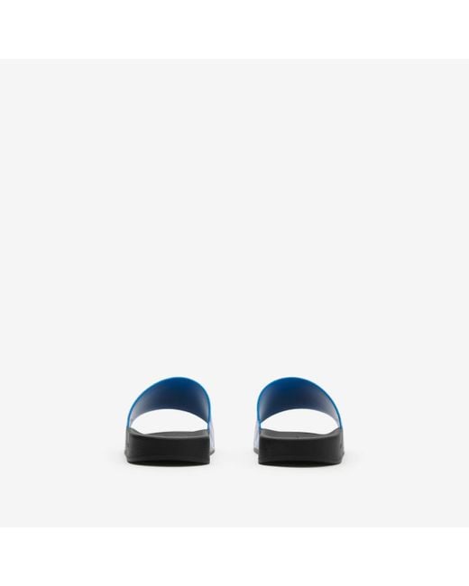Burberry Blue Check Slides for men