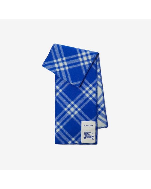 Burberry Blue Check Wool Scarf