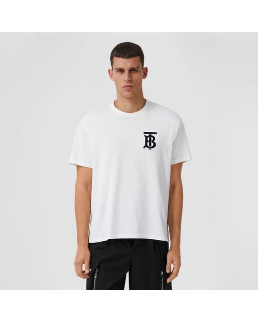 T-shirt en coton à imprimé logo Emerson Burberry pour homme en coloris White