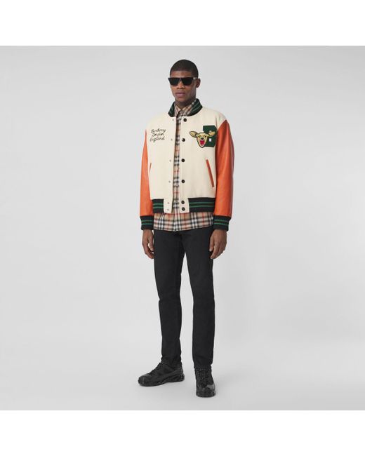 Burberry Multicolor Varsity Graphic Wool And Leather Bomber Jacket for men