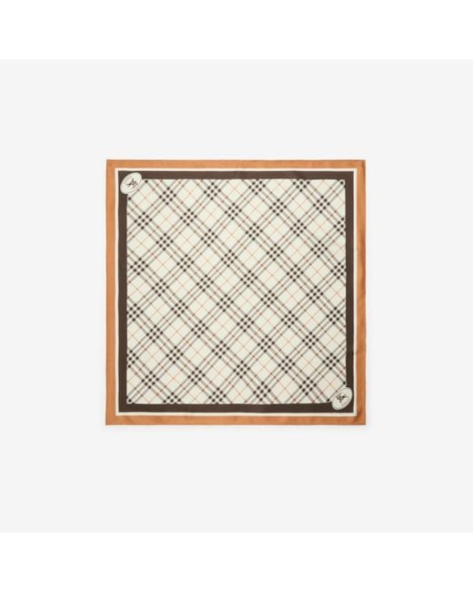 Burberry Natural Check Knight Stamp Silk Scarf
