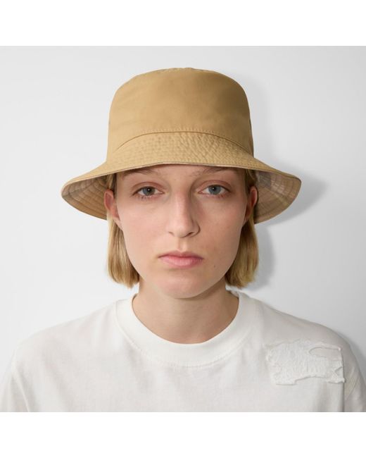 Burberry Natural Reversible Cotton Blend Bucket Hat for men