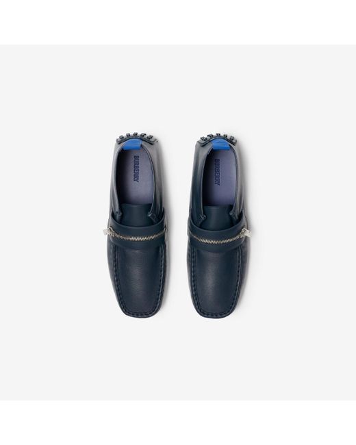 Burberry Blue Leather Motor High Loafers for men