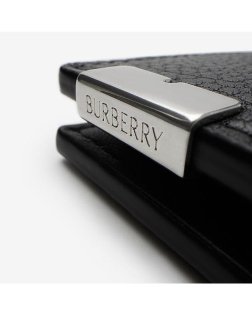 Burberry Black B Cut Bifold Coin Wallet for men