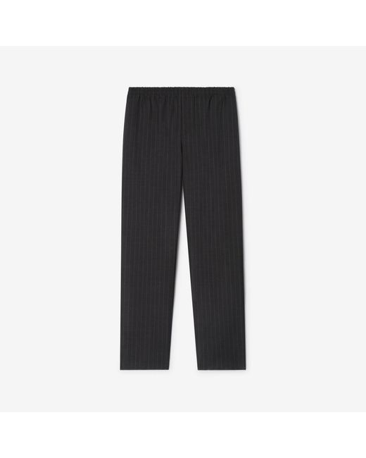Burberry Black Pinstriped Wool Track Pants for men