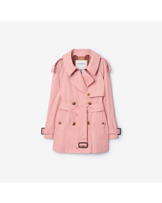 Short Lightweight Cotton Fitzrovia Trench Coat Burberry en coloris Pink