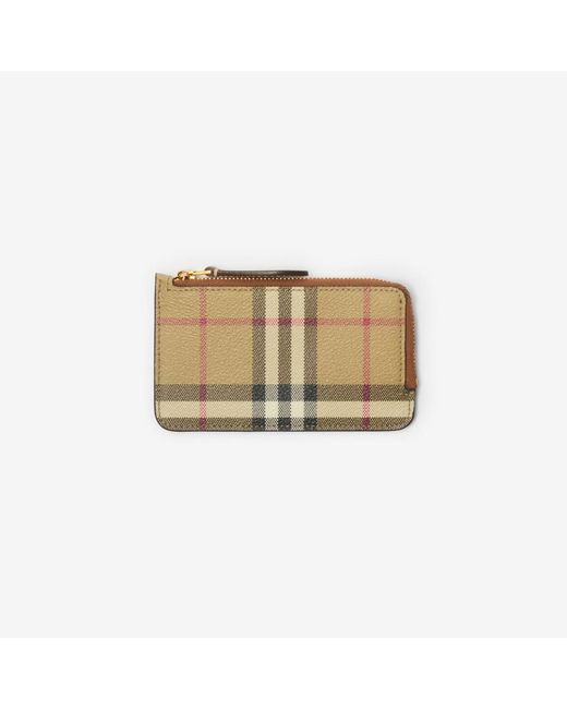 Burberry Natural Check Zip Card Case