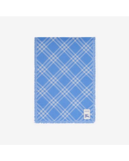 Burberry Blue Wide Check Wool Silk Scarf