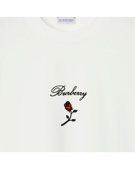 Burberry White Rose Cotton T-shirt