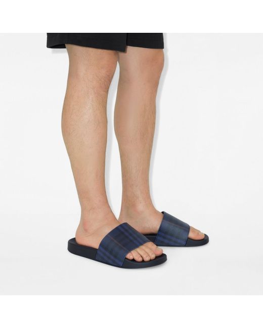 Burberry Blue Check Slides for men