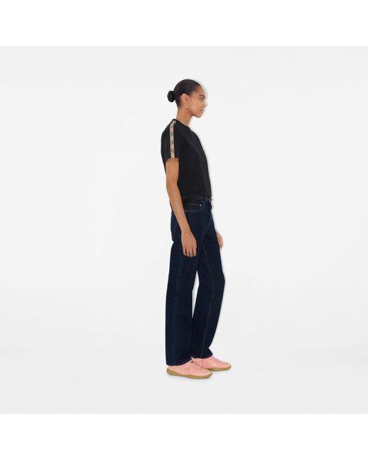 Burberry Black T-Shirt With Embroidered Logo