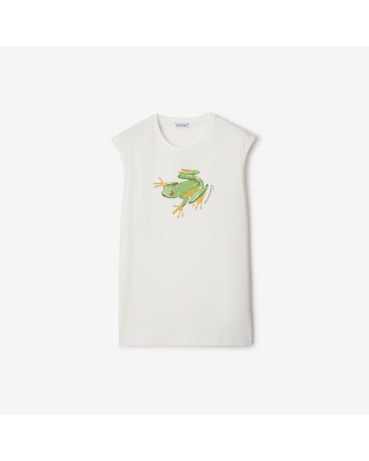 Burberry White Frog Cotton Vest for men
