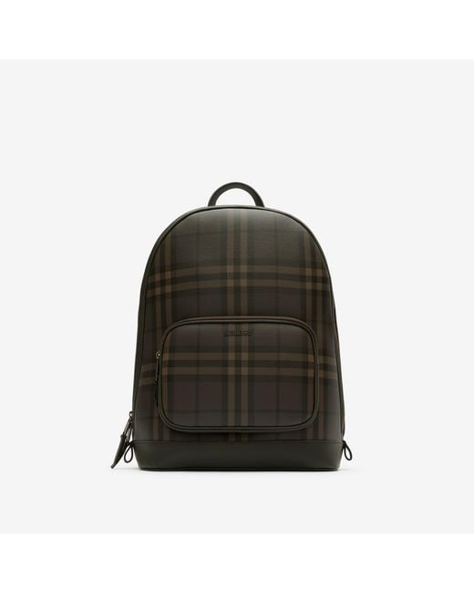 Burberry Black City Check Zip Backpack for men