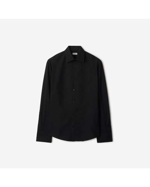 Burberry Black Slim Fit Cotton Silk Tuxedo Shirt for men