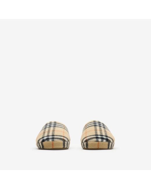 Check Wool Blend Slippers Burberry en coloris Natural
