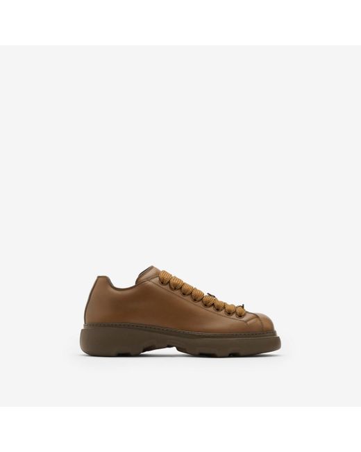 Burberry Brown Leather Ranger Shoes for men