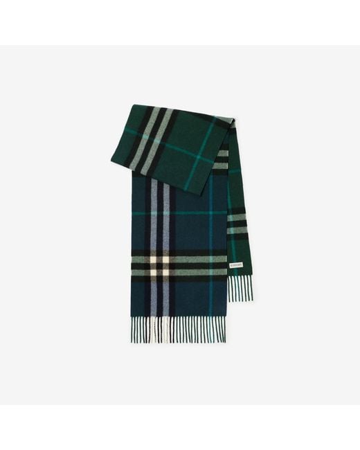 Burberry Green Gradient Check Cashmere Scarf