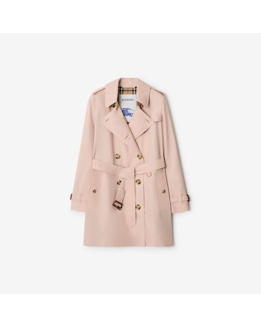 Burberry Pink Short Tropical Gabardine Kensington Trench Coat