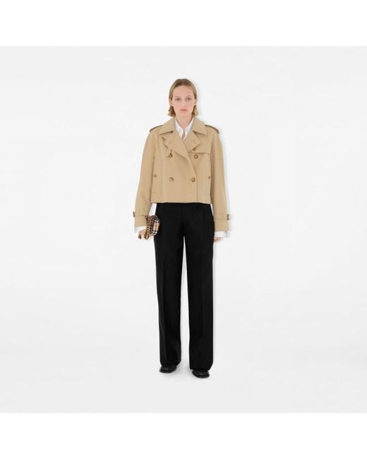 Burberry Natural Gabardine Cropped Trench Coat