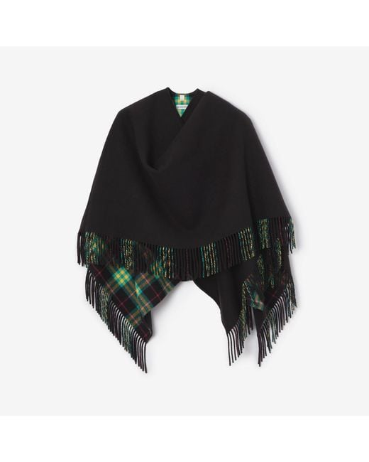 Burberry Black Wool Blanket Cape