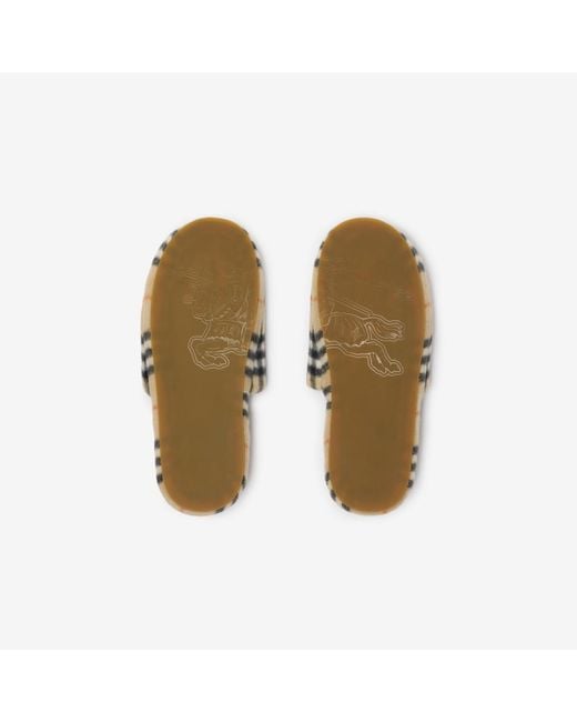Check Wool Blend Slippers Burberry en coloris Natural