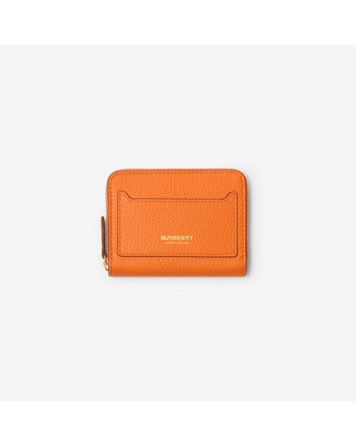 Burberry Orange Mini Leather Zip Wallet
