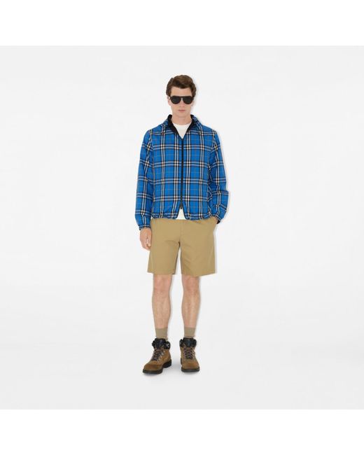 Burberry Blue Reversible Check Hooded Jacket for men