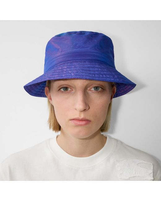 Burberry Blue Nylon Blend Bucket Hat for men