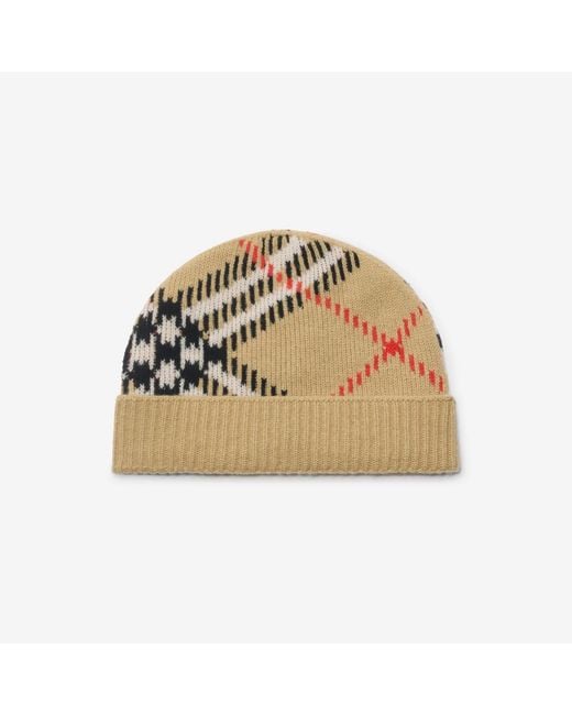 Burberry Metallic Check Cashmere Blend Beanie for men