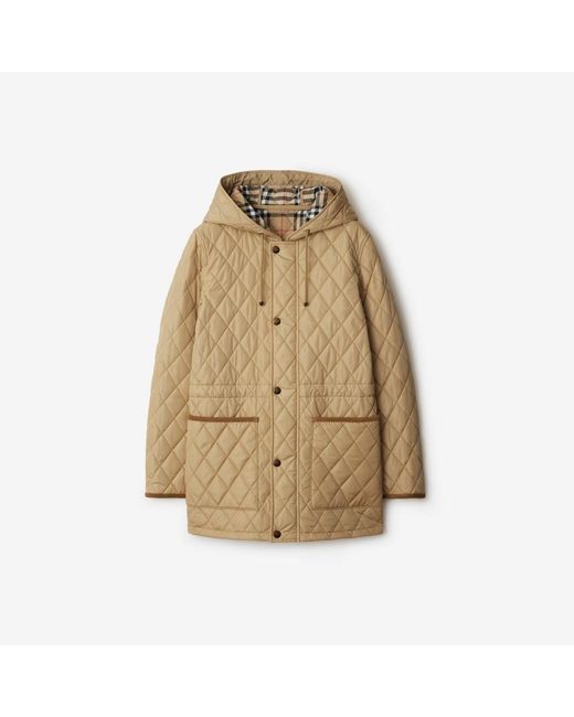 Burberry Natural Beige Nylon Bromley Quilted Parka