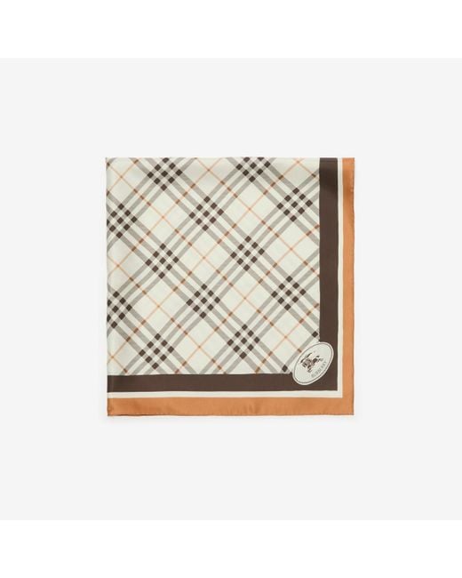 Burberry Natural Check Knight Stamp Silk Scarf