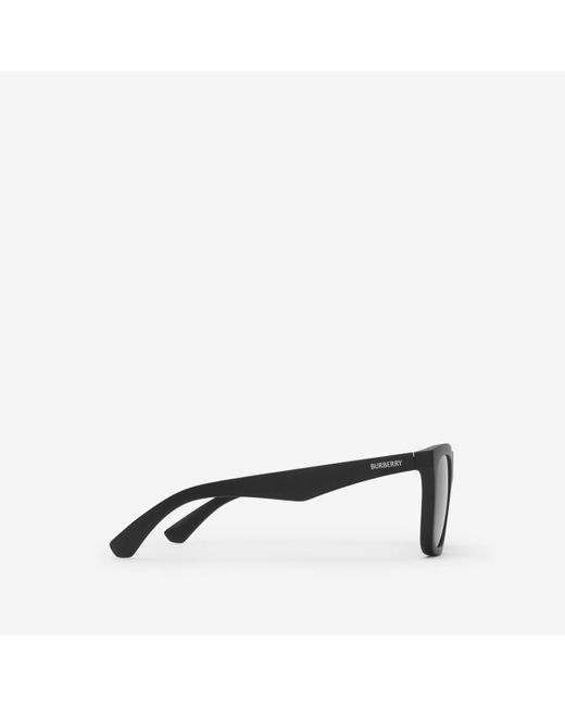 Burberry Black Embossed Check Square Sunglasses for men